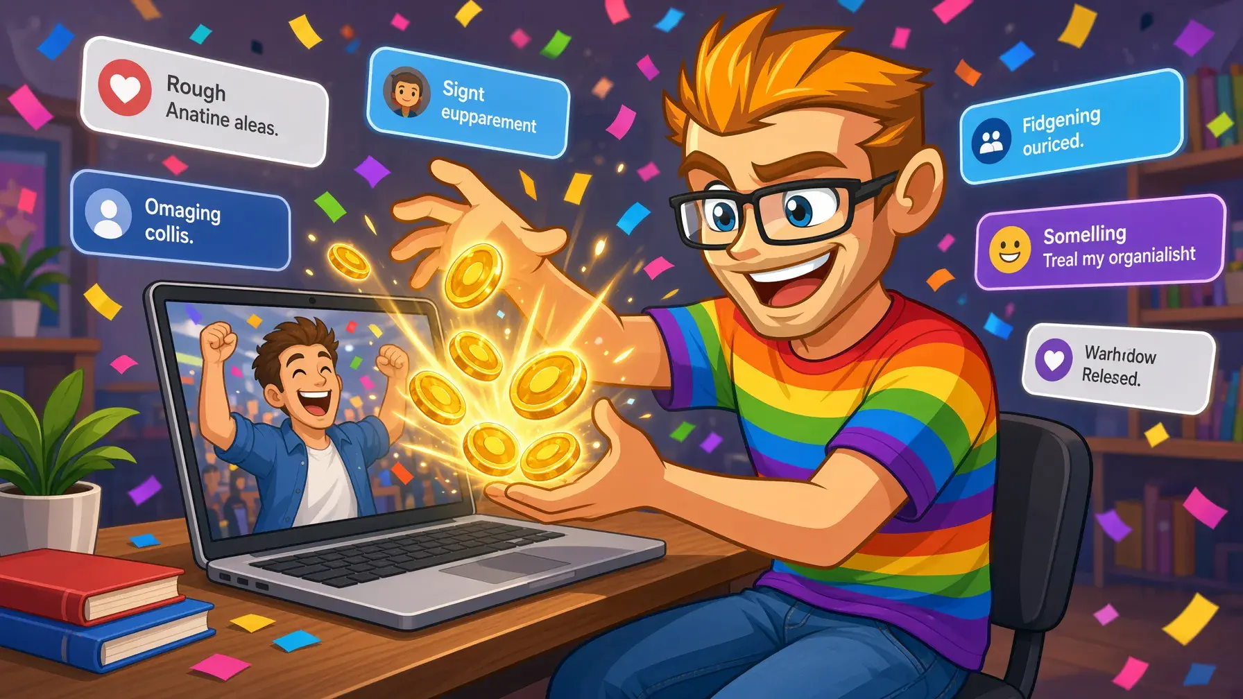 Tipping Chaturbate tokens on gay cams, illustrated by the MyGaySites mascot