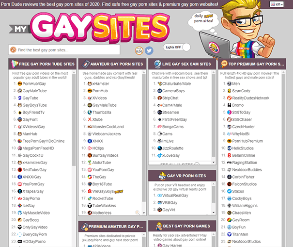 a list of gay porn sites